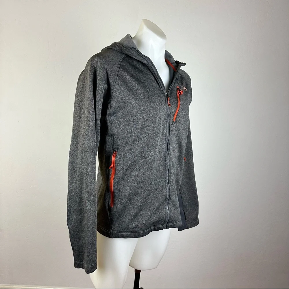 The North Face Gray Hooded Fleece with Orange Accents